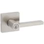 Kwikset Halifax Single Cylinder Keyed Entry Door Lever Set with Square Rose and SmartKey Satin Nickel