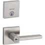 Kwikset Halifax (Square Rosette) Lever and 258 Deadbolt Combo Pack with SmartKey Satin Nickel
