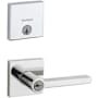 Kwikset Halifax (Square Rosette) Lever and 258 Deadbolt Combo Pack with SmartKey Polished Chrome