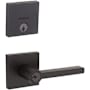 Kwikset Halifax (Square Rosette) Lever and 258 Deadbolt Combo Pack with SmartKey Matte Black