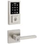 Kwikset Halifax Keyed Entry Lever Set and Electronic Keyless Entry Deadbolt Combo Pack with SmartKey from the SmartCode Deadbolts Touchscreen Collection Satin Nickel