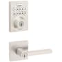 Kwikset Halifax Single Cylinder Keyed Entry Lever Set and Electronic Keyless Entry Deadbolt Combo Pack with SmartKey from the Home Connect Collection Satin Nickel