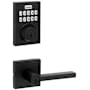 Kwikset Halifax Single Cylinder Keyed Entry Lever Set and Electronic Keyless Entry Deadbolt Combo Pack with SmartKey from the Home Connect Collection Matte Black