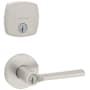 Kwikset Lisbon Single Cylinder Keyed Entry Lever Set and Deadbolt Combo with SmartKey from the Midtown Collection Satin Nickel