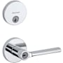 Kwikset Lisbon (Round Rosette) Lever and 258 Deadbolt Combo Pack with SmartKey Polished Chrome
