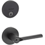 Kwikset Lisbon (Round Rosette) Lever and 258 Deadbolt Combo Pack with SmartKey Matte Black