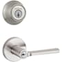 Kwikset Lisbon (Round Rosette) Lever and 660 Deadbolt Combo Pack with SmartKey Satin Nickel