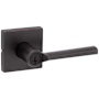 Kwikset Lisbon Single Cylinder Keyed Entry Door Lever Set with Square Rose and SmartKey Venetian Bronze