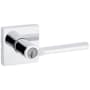 Kwikset Lisbon Single Cylinder Keyed Entry Door Lever Set with Square Rose and SmartKey Polished Chrome