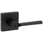 Kwikset Lisbon Single Cylinder Keyed Entry Door Lever Set with Square Rose and SmartKey Matte Black