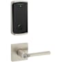 Kwikset Lisbon Single Cylinder Lever Set and Halo Electronic Touchscreen Deadbolt Combo Pack with SmartKey Satin Nickel