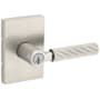 Kwikset Mirada Single Cylinder Keyed Entry Door Lever Set with Fluted Handle and Rectangle Rose Featuring SmartKey Satin Nickel