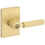 Kwikset Mirada Single Cylinder Keyed Entry Door Lever Set with Fluted Handle and Rectangle Rose Featuring SmartKey Satin Brass
