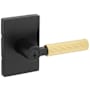Kwikset Mirada Single Cylinder Keyed Entry Door Lever Set with Fluted Handle and Rectangle Rose Featuring SmartKey Matte Black / Satin Brass