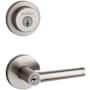 Kwikset Milan (Round Rosette) Lever and 158 Deadbolt Combo Pack with SmartKey Satin Nickel