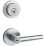 Kwikset Milan (Round Rosette) Lever and 158 Deadbolt Combo Pack with SmartKey Satin Chrome