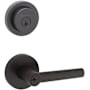 Kwikset Milan (Round Rosette) Lever and 158 Deadbolt Combo Pack with SmartKey Matte Black
