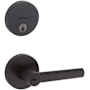 Kwikset Milan (Round Rosette) Lever and 258 Deadbolt Combo Pack with SmartKey Matte Black
