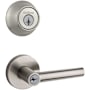Kwikset Milan (Round Rosette) Lever and 660 Deadbolt Combo Pack with SmartKey Satin Nickel