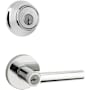 Kwikset Milan (Round Rosette) Lever and 660 Deadbolt Combo Pack with SmartKey Polished Chrome