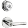 Kwikset Milan (Round Rosette) Lever and 660 Deadbolt Combo Pack with SmartKey Polished Chrome