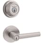Kwikset Milan Single Cylinder Keyed Entry Lever Set and Deadbolt Combo with SmartKey from the Contemporary Collection Satin Nickel