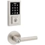 Kwikset Milan Keyed Entry Lever Set and Electronic Keyless Entry Deadbolt Combo Pack with SmartKey from the SmartCode Deadbolts Touchscreen Collection Satin Nickel