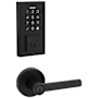 Kwikset Milan Keyed Entry Lever Set and Electronic Keyless Entry Deadbolt Combo Pack with SmartKey from the SmartCode Deadbolts Touchscreen Collection Matte Black