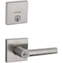 Kwikset Milan (Square Rosette) Lever and 258 Deadbolt Combo Pack with SmartKey Satin Nickel