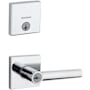 Kwikset Milan (Square Rosette) Lever and 258 Deadbolt Combo Pack with SmartKey Polished Chrome