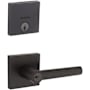 Kwikset Milan (Square Rosette) Lever and 258 Deadbolt Combo Pack with SmartKey Matte Black