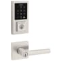 Kwikset Milan Keyed Entry Lever Set and Electronic Keyless Entry Deadbolt Combo Pack with SmartKey from the SmartCode Deadbolts Touchscreen Collection Satin Nickel