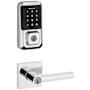 Kwikset Milan Single Cylinder Keyed Entry Lever Set and Electronic Keyless Entry Deadbolt Combo Pack with SmartKey from the Halo Collection Polished Chrome