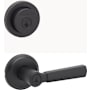 Kwikset Perth Single Cylinder Keyed Entry Lever Set and Milan Deadbolt Combo Pack with SmartKey Matte Black