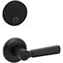 Kwikset Perth Single Cylinder Keyed Entry Lever Set and Uptown Deadbolt Combo Pack with SmartKey Matte Black