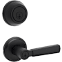 Kwikset Perth Single Cylinder Keyed Entry Lever Set and 780 Series Deadbolt Combo Pack with SmartKey Matte Black