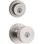 Kwikset Pismo (Round Rosette) Knob and 158 Deadbolt Combo Pack with SmartKey Satin Nickel