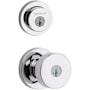 Kwikset Pismo (Round Rosette) Knob and 158 Deadbolt Combo Pack with SmartKey Polished Chrome
