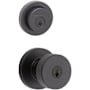 Kwikset Pismo (Round Rosette) Knob and 158 Deadbolt Combo Pack with SmartKey Matte Black