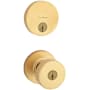Kwikset Pismo Single Cylinder Keyed Entry Knob Set and Uptown Deadbolt Combo Pack with SmartKey Satin Brass