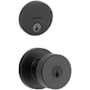 Kwikset Pismo Single Cylinder Keyed Entry Knob Set and Uptown Deadbolt Combo Pack with SmartKey Matte Black