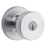 Kwikset Pismo Single Cylinder Keyed Entry Door Knob Set with Round Rose and SmartKey Satin Chrome