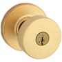 Kwikset Pismo Single Cylinder Keyed Entry Door Knob Set with Round Rose and SmartKey Satin Brass