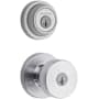 Kwikset Pismo (Round Rosette) Knob and 660 Deadbolt Combo Pack with SmartKey Satin Chrome