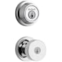 Kwikset Pismo Single Cylinder Keyed Entry Knob Set and Deadbolt Combo with SmartKey from the Contemporary Collection Polished Chrome