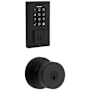 Kwikset Pismo Keyed Entry Knob Set and Electronic Keyless Entry Deadbolt Combo Pack with SmartKey from the SmartCode Deadbolts Touchscreen Collection Matte Black