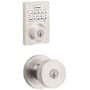 Kwikset Pismo Single Cylinder Keyed Entry Knob Set and Electronic Keyless Entry Deadbolt Combo Pack with SmartKey from the Home Connect Collection Satin Nickel