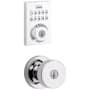 Kwikset Pismo Single Cylinder Keyed Entry Knob Set and Electronic Keyless Entry Deadbolt Combo Pack with SmartKey from the Home Connect Collection Polished Chrome