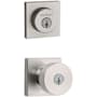 Kwikset Pismo (Square Rosette) Knob and 158 Deadbolt Combo Pack with SmartKey Satin Nickel