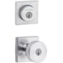 Kwikset Pismo (Square Rosette) Knob and 158 Deadbolt Combo Pack with SmartKey Satin Chrome